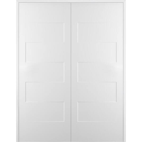 Belldinni Lester 56 in. x 80 in. Both Active Hollow Core Snow White Finished Composite Double Prehung Interior Door
