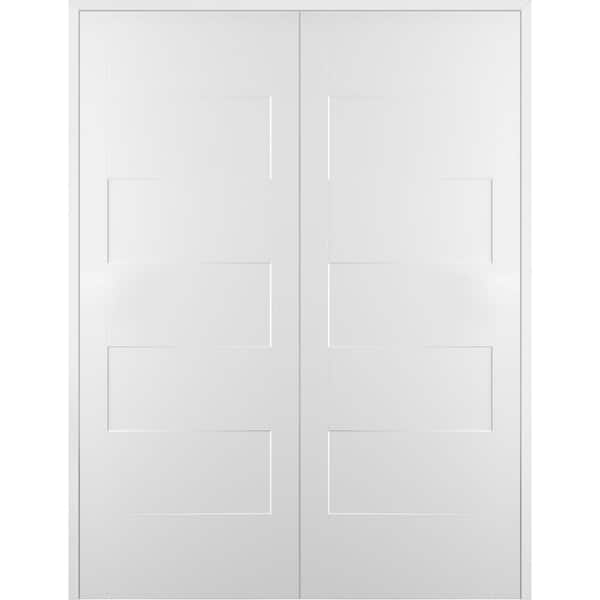 Belldinni Lester 60 in. x 80 in. Both Active Hollow Core Snow White Finished Composite Double Prehung Interior Door