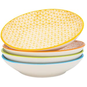 24 fl. oz. Assorted Colors Porcelain Plate Set for Soup Salad Pasta Dessert (Set of 4)