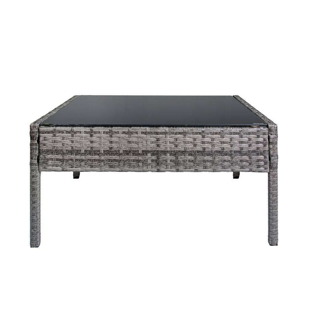 Gray 4-Piece Outdoor Patio Conversation Set with Wicker and Steel