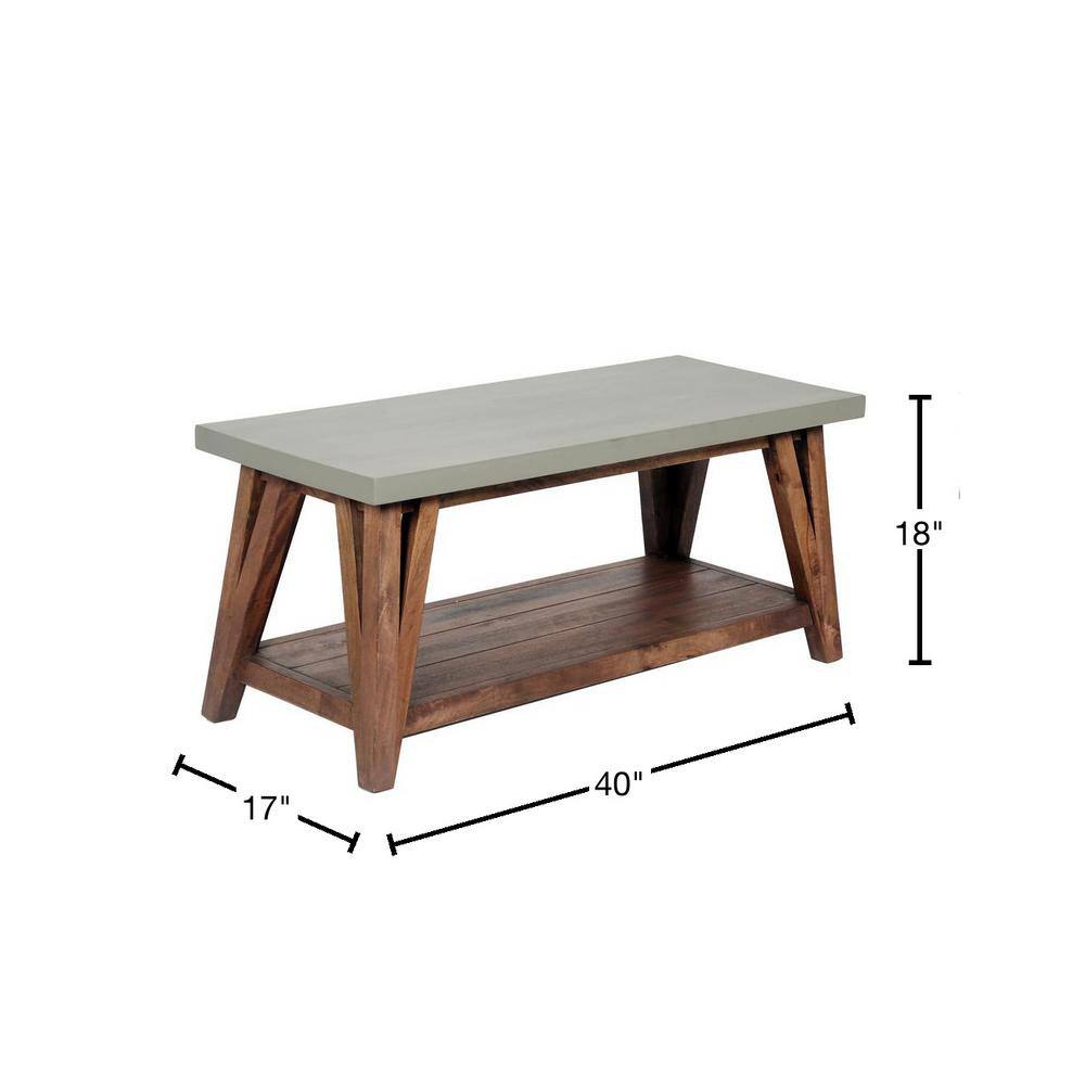 Gray Mango Wood Industrial Hall Tree Bench with Storage
