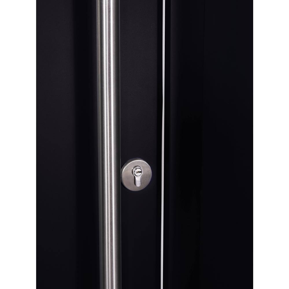 Argos Black Zinc-Galvanized Steel Front Door with Frosted Glass