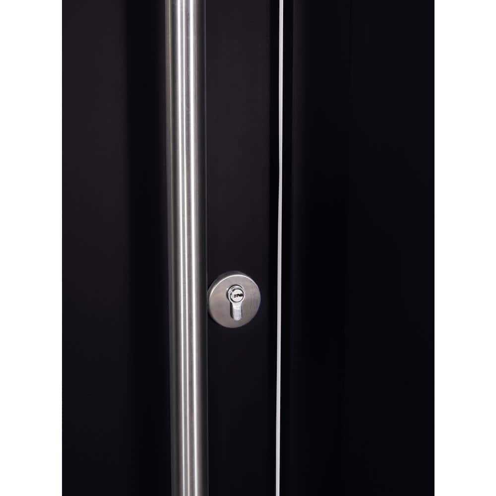 Aura Black Zinc-Galvanized Steel Front Door with Frosted Glass