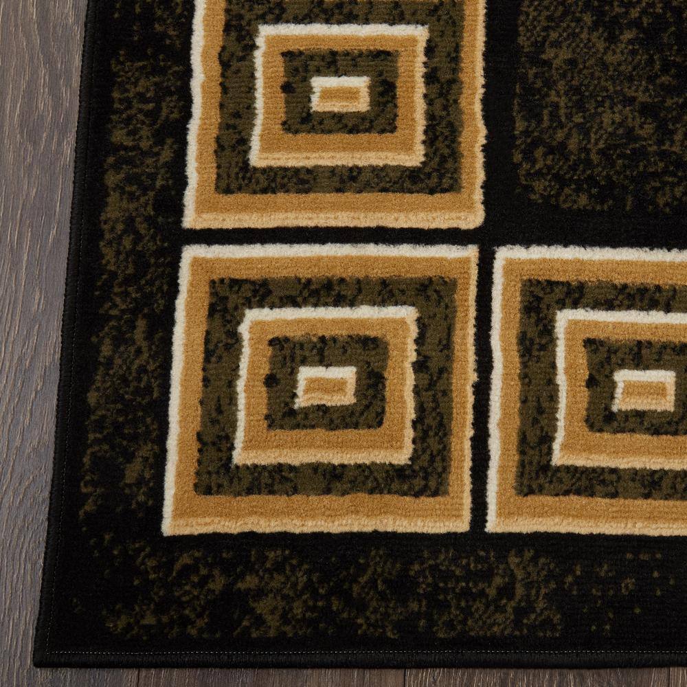 Black and Gold Geometric Border 5' x 7' Synthetic Area Rug