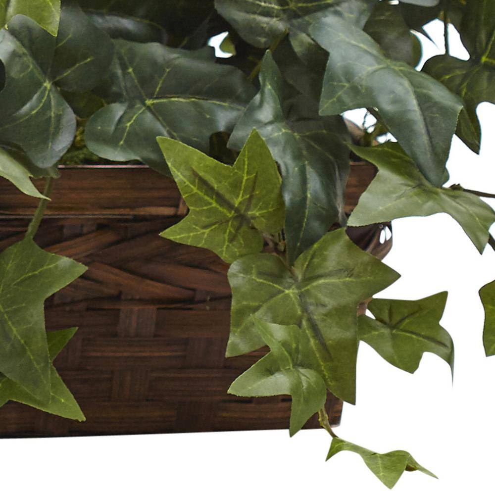 Lush Green Ivy 30" Tabletop Potted Plant in Brown Basket