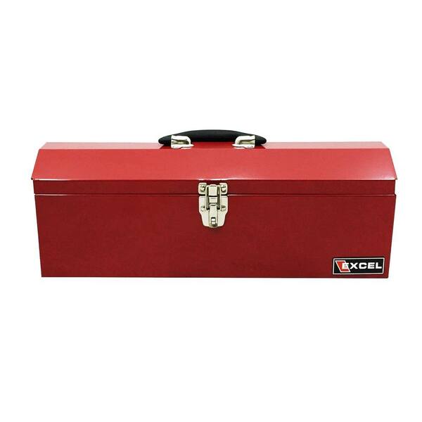 Excel 19.1 in. W x 6.1 in. D x 6.5 in. H Portable Steel Tool Box, Red