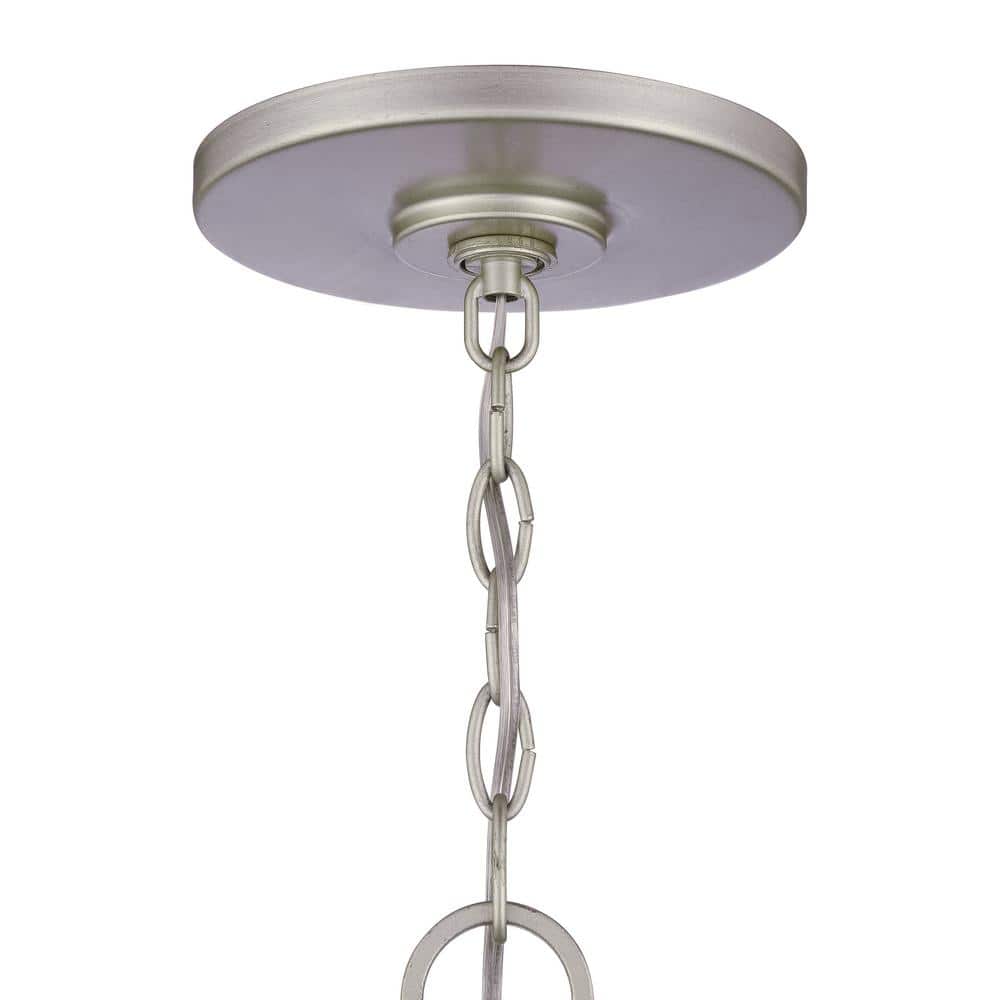 Satin Aluminum Outdoor Pendant Light with Clear Glass Shade