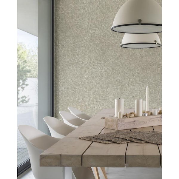 Taupe Modern Wood Metallic Non-Pasted Non-Woven Paper Wallpaper