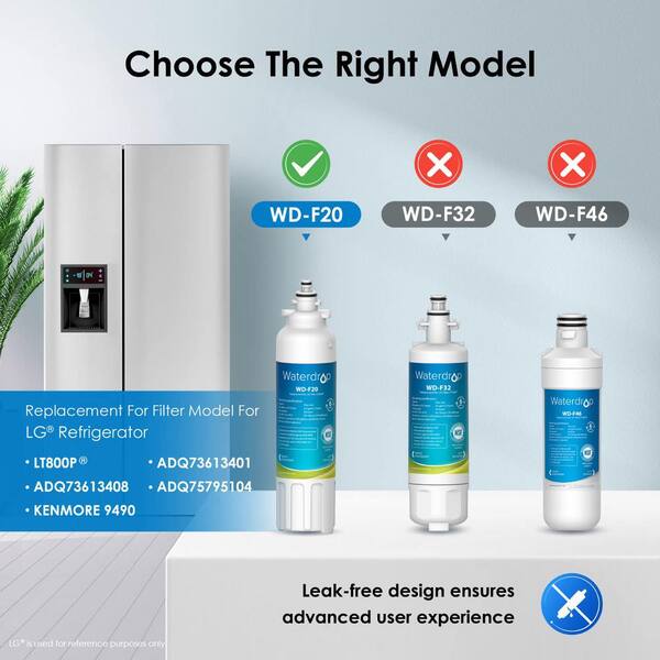 thumbnail image 2 of Waterdrop Refrigerator Water Filter 3-Pack – Replaces LG LT800P, Carbon Block 2 of 5