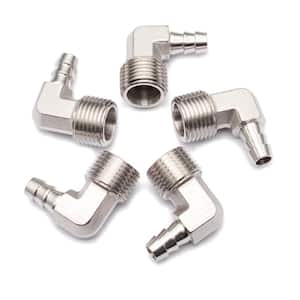 3/8 in. Hose Barb x 1/2 in. Male NPT Air Gas 90-Degree Elbow Stainless Steel 316 Barb Fitting (5-Pieces)