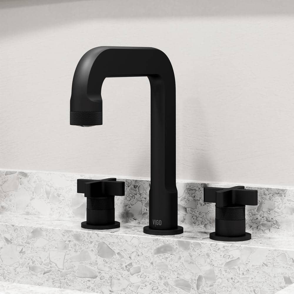 Wythe Matte Black Brass Widespread Bathroom Faucet with Cross Handles