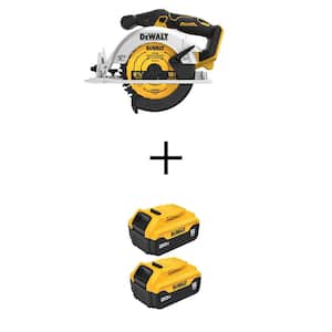 20V MAX Lithium-Ion Cordless Brushless 6-1/2 in. Sidewinder Style Circular Saw with (2) 20V MAX Premium 5Ah Batteries