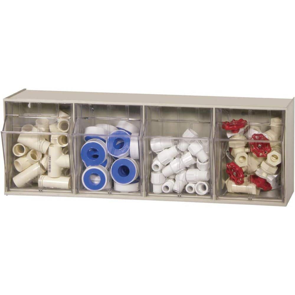 Stone 24" Plastic Stackable Lidded Organizer with 4 Bins
