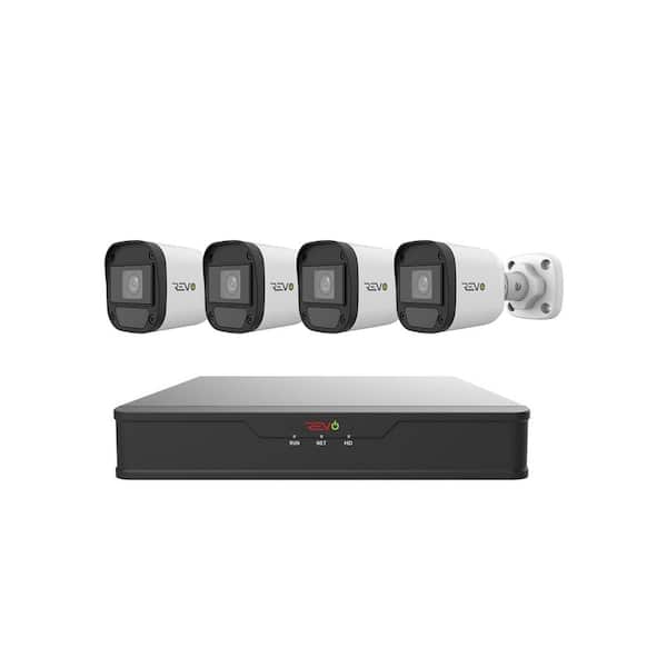 Revo Hybrid 8-Channel 1080p 1TB Smart DVR Security Camera System with 4 Wired Indoor/Outdoor IR Bullet Cameras