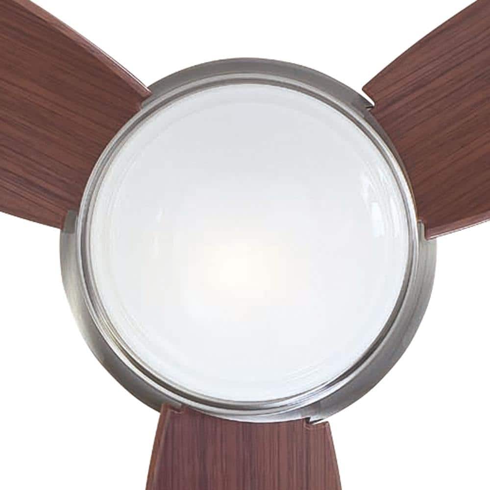 44" Pewter Flushmount Ceiling Fan with Dark Maple Blades and LED Light