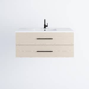 Napa 48 in. W x 20 in. D Single Sink Bathroom Vanity Wall Mounted in Natural Oak with Acrylic Integrated Countertop