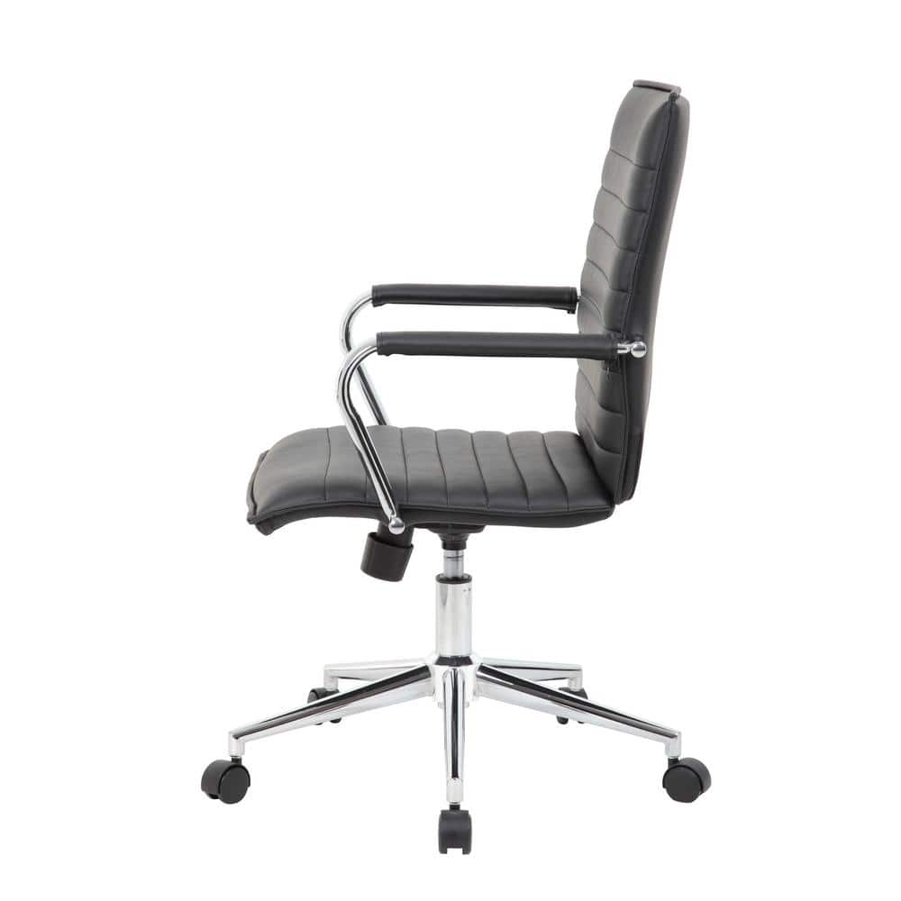 Gray Vinyl Mid-Back Task Chair with Chrome Arms