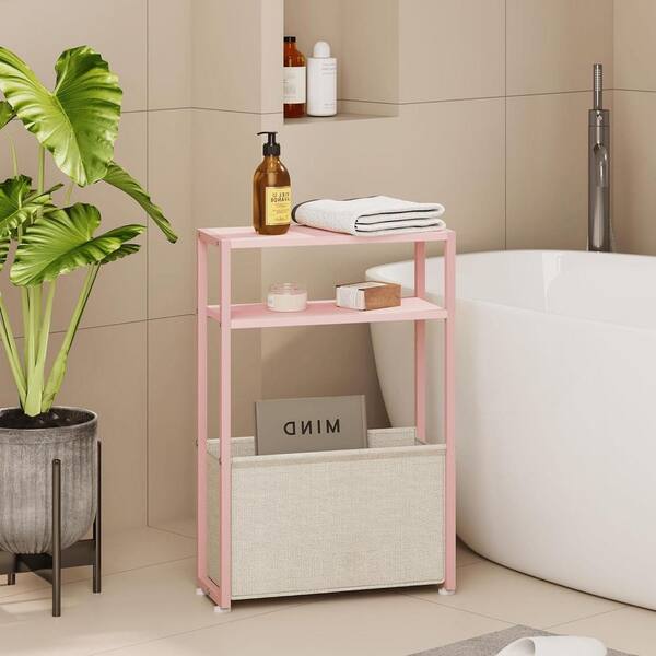 Pink 15.7 in. x 25.5 in. Wood Freestanding Magazine Rack