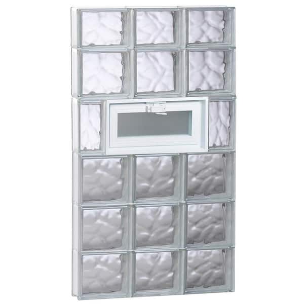 Clearly Secure 23.25 in. x 44.5 in. x 3.125 in. Frameless Wave Pattern Vented Glass Block Window