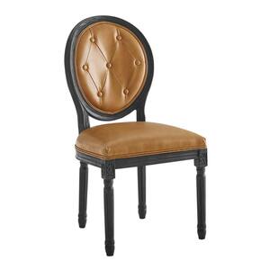 Arise Vintage French Black Tan Faux Leather Dining Side Chair