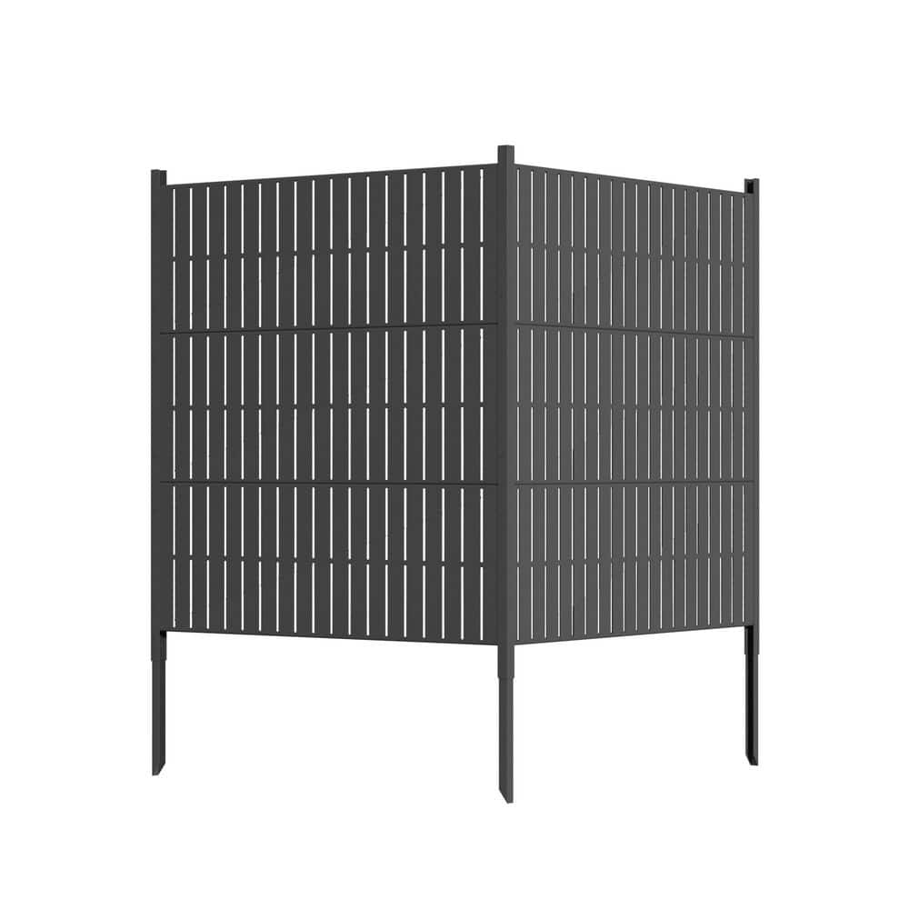 47 x 47 in. Outdoor Privacy Screen Fence Panels-Metal No-Dig Kit for AC, Tr