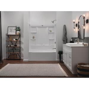 Classic 500 60 in. x 32 in. Alcove Right Drain Bathtub and Wall Surrounds in High Gloss White