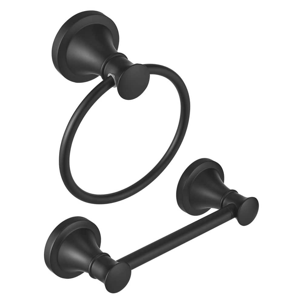 2 Piece Bathroom Hardware Set with Toilet Paper Holder and Towel Ring in Matte Black Stainless Steel price history on PriceWatchPro