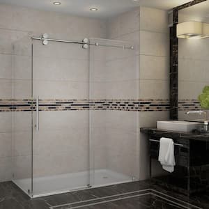 Langham 60 in. x 33.8125 in. x 75 in. Completely Frameless Shower Enclosure in Stainless Steel with Clear Glass