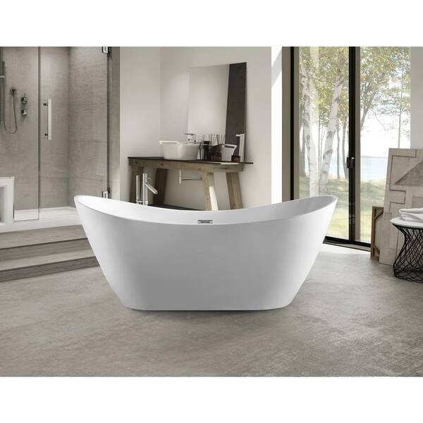 Vanity Art Reims 71 in. Acrylic Flatbottom Center Bathtub in White