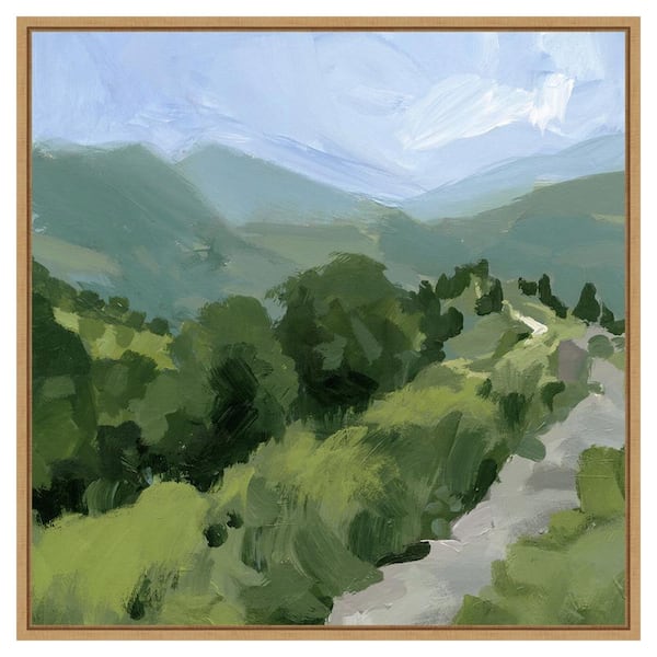 Amanti Art Tree Lined Path I by Victoria Barnes 30 in. W x 30 in. H. Canvas Wall Art Print Framed in Brown
