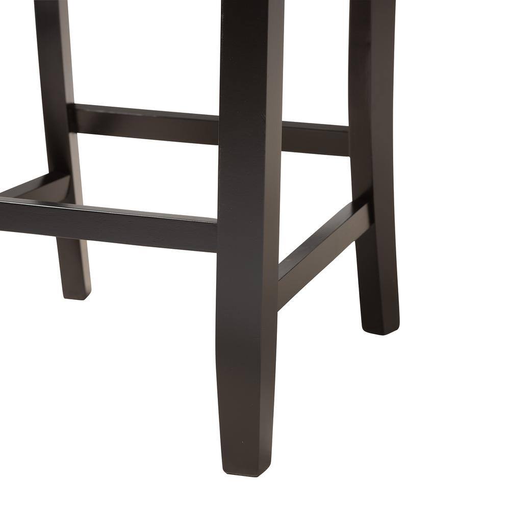 Florencia Beige Fabric and Espresso Brown Wood Counter Stool Set