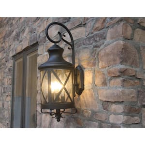 Taysom 3-Light Black Outdoor Wall Mount Barn Light Sconce