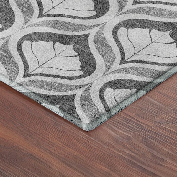 Mayfield Premium Machine Washable Abstract AMF2379 Charcoal 2 ft. x 3 ft. Accent Rug
