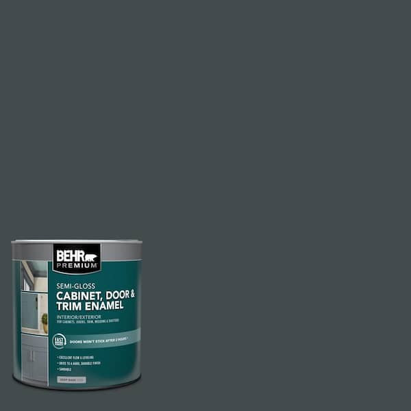 BEHR PREMIUM 1 qt. #730F-7 Black Sable Semi-Gloss Enamel Interior/Exterior Cabinet, Door & Trim Paint