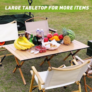 45.6 in. Wx 23.6 in. Dx17.3 in. H Portable Camping Picnic Table&Benches with Carry Bag, Foldable Design for 4-6 People