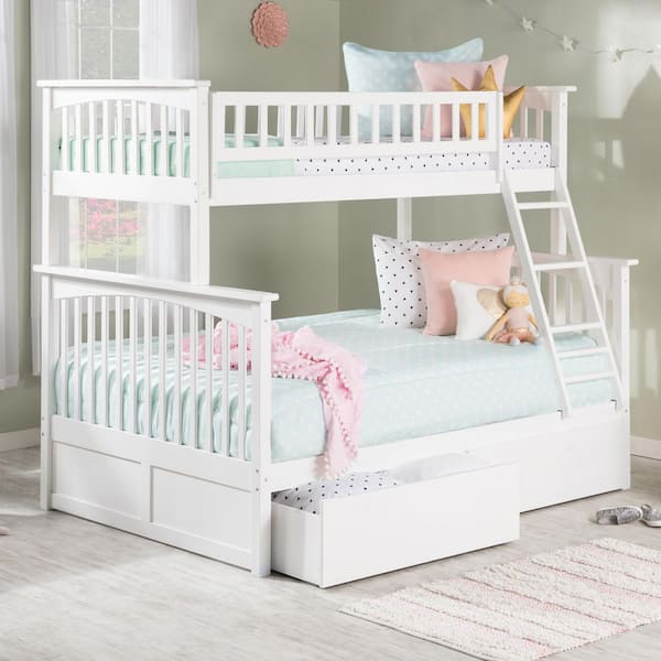 AFI Columbia Bunk Bed Twin Over Full with 2 Urban Bed Drawers in White