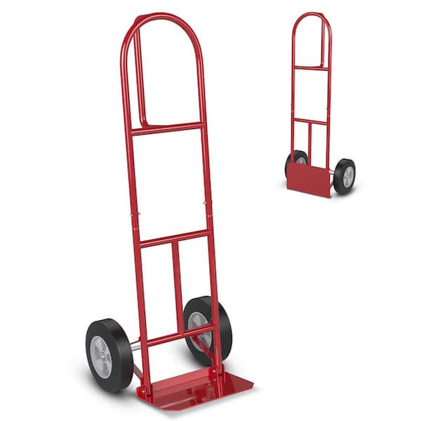 ANGELES HOME 660 lbs. Capacity Hand Truck P-Handle Sack Truck with 10 in. Wheels and Foldable Load Area-Red