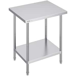 24 in. x 30 x 34 in. Silver Stainless Steel Commercial Kitchen Prep Table 700 lbs. Worktable with 3 Adjustable Height