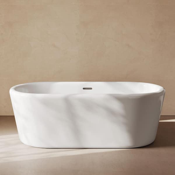Nanterre 68 in. x 31 in. Soaking Freestanding Bathtub in Glossy White, Drain Included