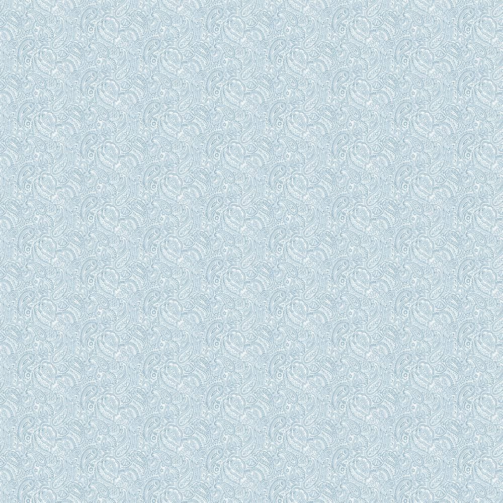 Small Paisley Blue Matte Finish Non-Woven Paper Non-Pasted Wallpaper Roll