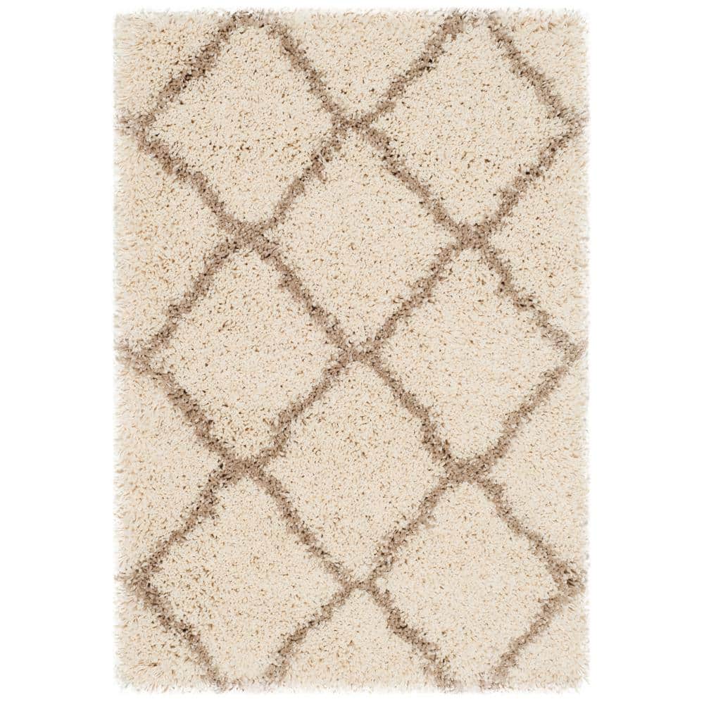 Hudson Shag Ivory/Beige Doormat 2 ft. x 3 ft. Geometric Diamond Trellis Area Rug price history on PriceWatchPro