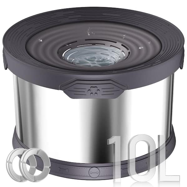 Unbranded Dog Water Bowl No Spill 10L Stainless Steel 2.6 Gallon Large Capacity Spill-Proof Non-Slip Anti-Splash Bowl Gray