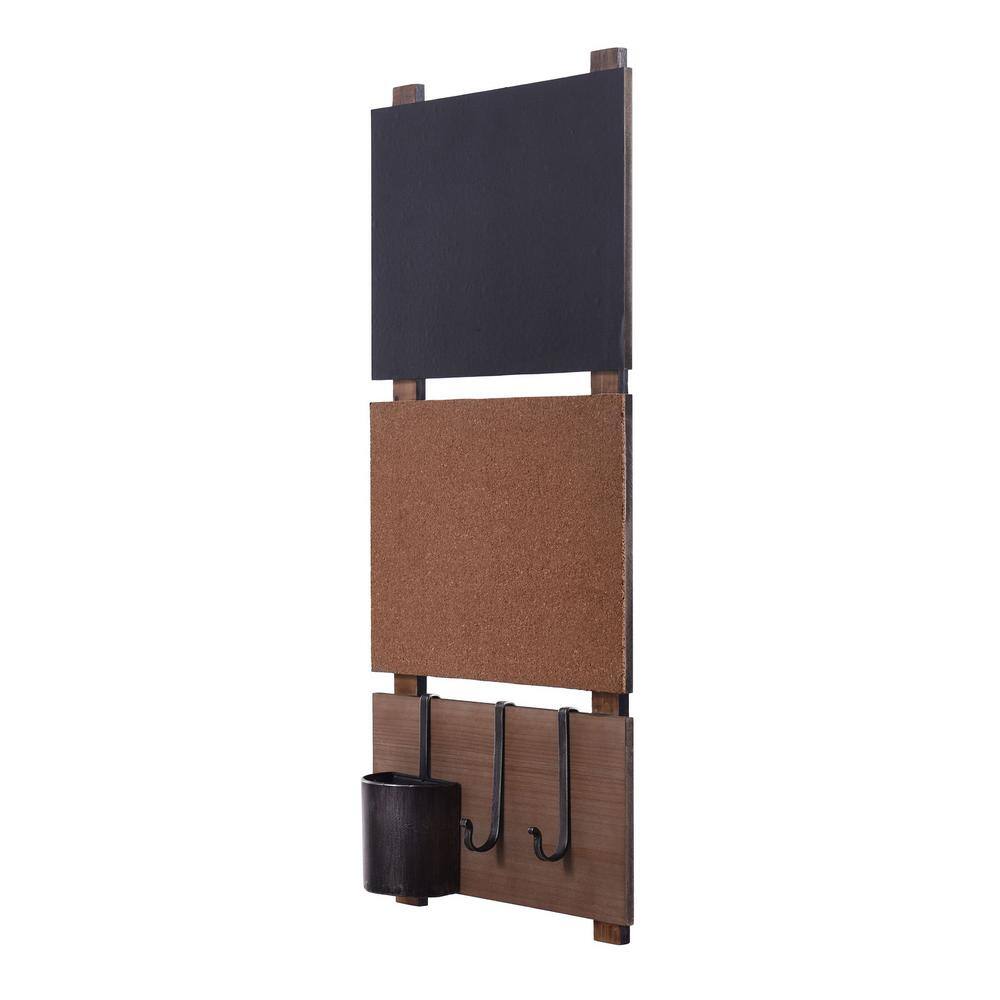 Natural and Black Multi-Functional Chalkboard and Corkboard with Storage