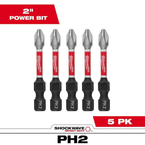 SHOCKWAVE Impact Duty 2 in. Phillips #2 Alloy Steel Screw Driver Drill Bit (5-Pack)