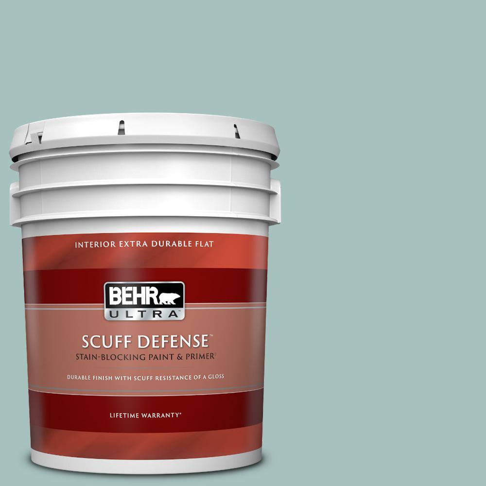 Behr Ultra 5 Gal 500f 4 Swan Sea Extra Durable Flat Interior Paint And Primer 172005 The Home