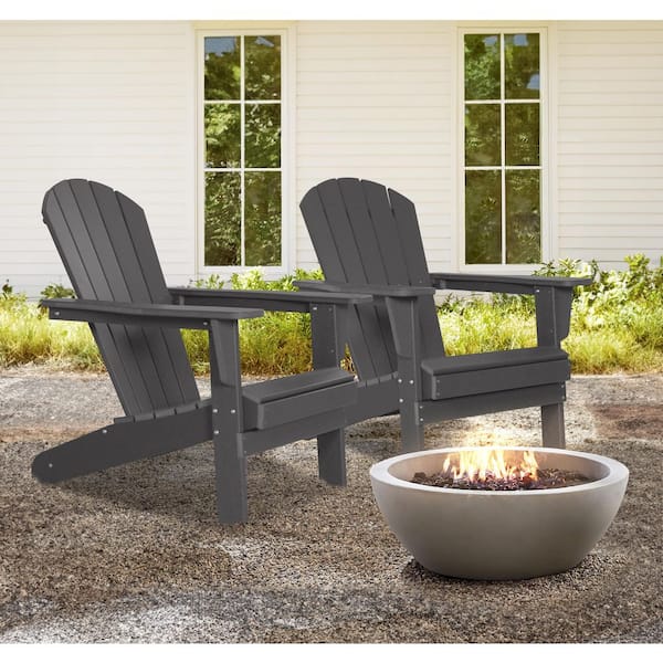 Outdoor Composite Classic Adirondack Chair, All-Weather Resistant Deck Lounge Chair with Ergonomic Design (set of 2)