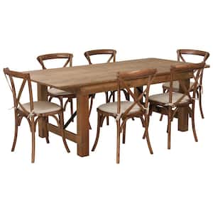 7-Piece Antique Rustic Farm Table Set