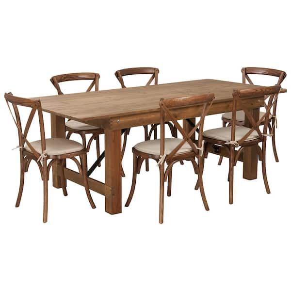 Carnegy Avenue 7 Piece Antique Rustic Farm Table Set CGA XF 225870 AN   Antique Rustic Carnegy Avenue Dining Room Sets Cga Xf 225870 An Hd 64 600 