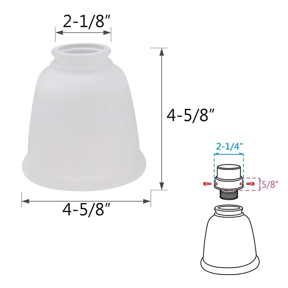 White Frosted Glass Bell Shaped Replacement Shades, 4-Pack
