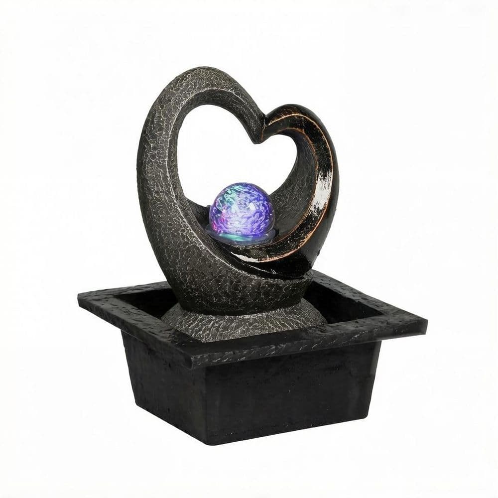 Heart Shape Tabletop Water Fountain, Zen Meditation Indoor Waterfall Fountain with LED Light for Relaxation price history on PriceWatchPro
